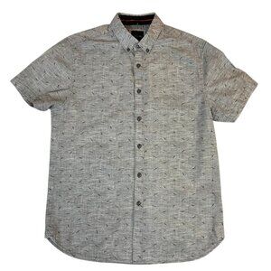 Cactus Man Ricky Singh Gray Short Sleeve Button Up Shirt Birds Print Size M